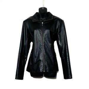 WILSONS LEATHER Maxima Womens LS Black Full Zip Jacket Lined 2 Pkt w Zips Size L